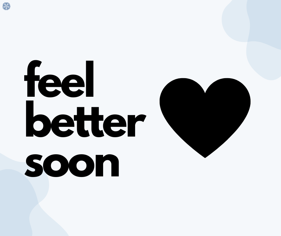 feel better soon message with heart